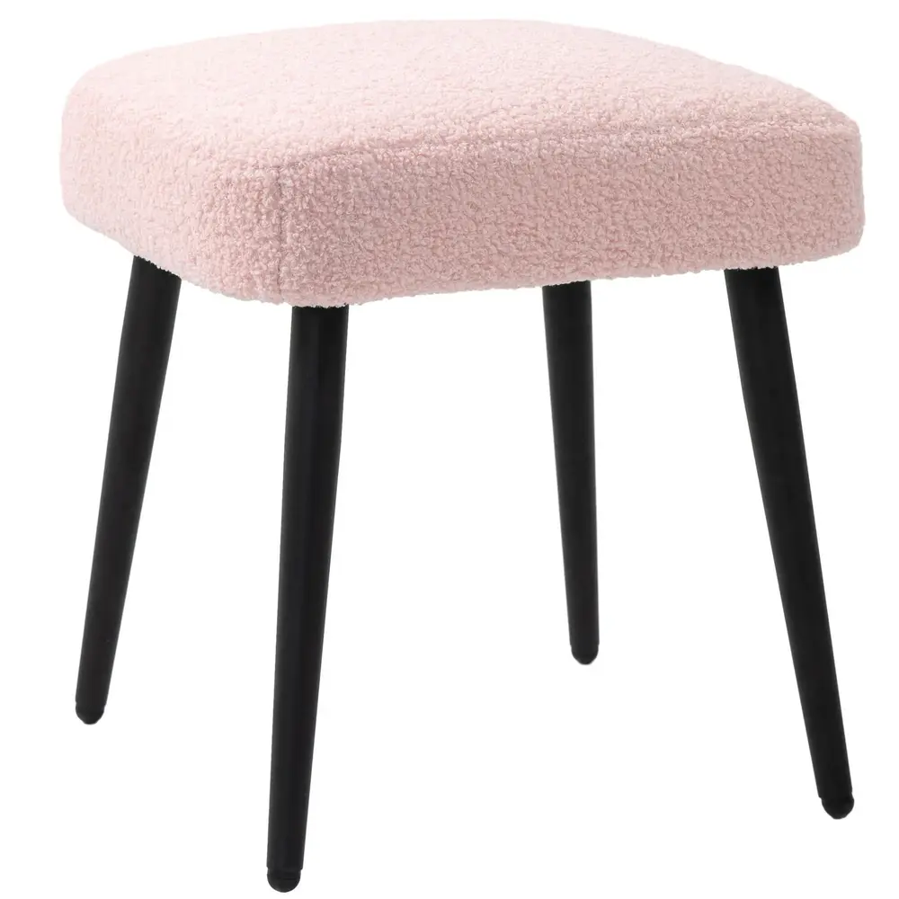 Fotpall Fotstöd Rosa av Kashmirlook och Stål Fyrkantig Pall