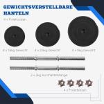 Hantelset 40 kg, 2 Metallhandtag, 12 Viktskivor, Golvvänlig, Svart