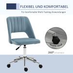 Snurrstol i Blå Sammet, Justerbar Kontorsstol för Vardagsrum, Elegant Skrivbordsstol med Ergonomisk Design, Blå