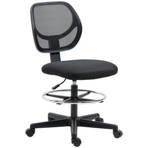 Ergonomisk Kontorsstol med Fotstöd, Höj- och Sänkbar Skrivbordsstol, Bekväm Snurrstol för Arbetsplatsen, Svart