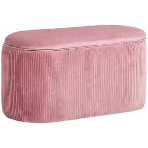 Rosa Klädd Bänk med Förvaringsutrymme Fransk Stil Sammetsöverdrag för Hall och Vardagsrum 81 X 40 X 41 Cm