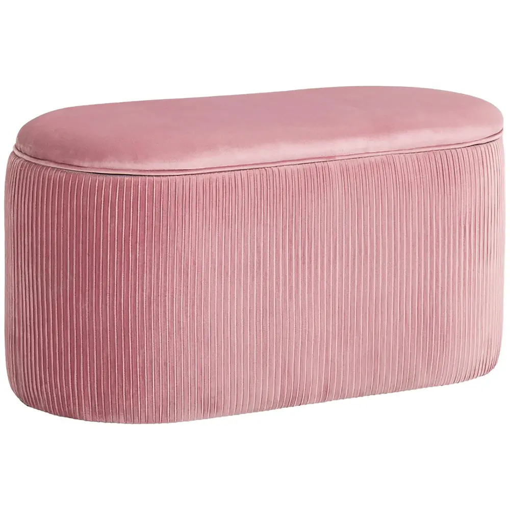 Rosa Klädd Bänk med Förvaringsutrymme 81 x 40 x 41 Cm