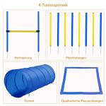Agility Träningsset Blå Gul PE och Polyester för Hundsport Slalom Häck och Tunnel för Aktiva Hundar