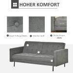 Bäddsoffa 3-Sits i Vintage-Stil, Fällbar Soffa med Träben i Eukalyptus, Bekväm Gästsäng i Bomullstyg, Grå