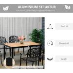 Trädgårdsbord i Komposit 6 Personer, Stort Matbord i Aluminium och Plast, Underhållsfritt Bord för Uteplatsen, Natur/Svart, 140 x 90 x 74 cm