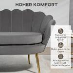 2-Sitsig Soffa i Sammet, Rymlig Loungesoffa med Mjuka Kuddar, Elegant Tygsoffa för Vardagsrum, Grå, 133 x 63 x 75 cm