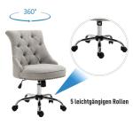 Ergonomisk Kontorsstol Linnetyg Höj- och Sänkbar Retrodesign Bekväm Vaddering för Hemmakontor Ljusgrå 54 X 65,5 X 84-91 Cm