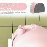 Kattlåda Toalett Rosa av Plast för Katter upp till 5 kg med Huva och Utdragbart Lock Skopa och Matta 43 x 44 x 47 cm