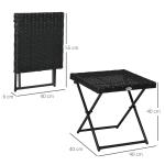 Sidobord Trädgårdsbord Svart av Polyrotting och Metall för Balkong och Terrass Hopfällbart Soffbord Väderbeständigt Praktisk 40 x 40 x 40 cm