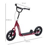 Barnsparkcykel med Bakbroms, Stadsskoter för Barn, Kickboard, Höjdjusterbar, Stål, EVA, Röd, 120 x 52 x 80–88 cm
