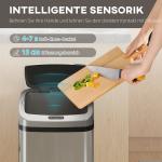 Sensor Papperskorg för Kök eller Kontor med Automatisk Stängning i Rostfritt Stål, Silver 48 L