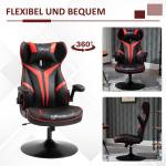 Ergonomisk Gamingstol i Konstläder, Bekväm Datorstol med Vippfunktion, Sportig Design för Spel och Arbete, Svart/Röd, 67 x 75 x 106-112 cm
