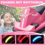 Radiobil Barn Rosa Plast för Lekrum Rolig Elbil som Snurrar 360 Grader med Ljuseffekter och Musik Säker Åkattraktion med Mjuk Bumper för Hemmabruk