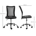 Kontorsstol Skrivbordsstol Svart av Tyg och Metall för Kontor och Hem Utan Armstöd Ergonomisk och Höj och Sänkbar upp till 100 kg