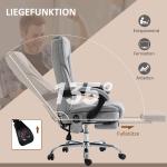 Ergonomisk Kontorsstol med Massagefunktion, Fotstöd, Vridbar och Rullbar, Grå