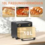 Miniugn Kompakt Svart Metall med Timer och Belysning för Kök Varmluft Temperaturkontroll Enkel Rengöring 10 Liter