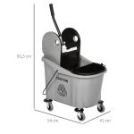 Städvagn Torkvagn Grå av Plast och Metall för Rengöring 36 l Vagn med Vridanordning Effektiv 54 x 41 x 91,5 cm