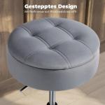 Barstol med Förvaring Grå Sammet och Metall för Kök Roterbar Barpall med Höj och Sänkbar Sits Lyxig Design och Mjuk Stoppning 65 cm