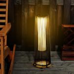 Solcellslampa i Rotting-Look, Dekorativ Trädgårdslampa med LED, Vattentät Utomhusbelysning, Brun, 21,5 x 21,5 x 61 cm