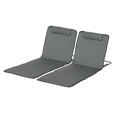 Hopfällbara Strandmattor 2-Pack Justerbara, Grå