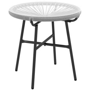 Sidobord Bistrobord Svart Grå av Rotting och Glas för Terrass och Balkong Runt Soffbord med Glasbordsskiva 50 x 50 x 50 cm