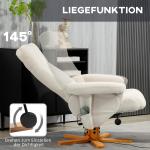Massagestol med Liggfunktion, Fotpall och 145° Lutning, Polyester, Krämvit, 80 x 86 x 99 cm