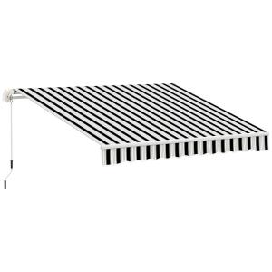 Manuell Markis med Vev, Justerbart Solskydd för Balkong och Fönster, Väggmonterad Markis i Aluminium, Vit/Blå, 395 x 245 cm