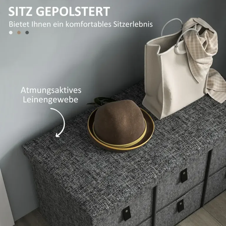 Skobänk Garderobsbänk 6 Lådor Mörkgrå 76,5 x 38 x 38 cm