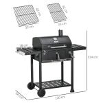 Kolgrill Campinggrill Svart av Rostfritt Stål för Utomhusbruk Grillvagn med Två Grillgaller och Vikbara Sidohyllor Praktisk