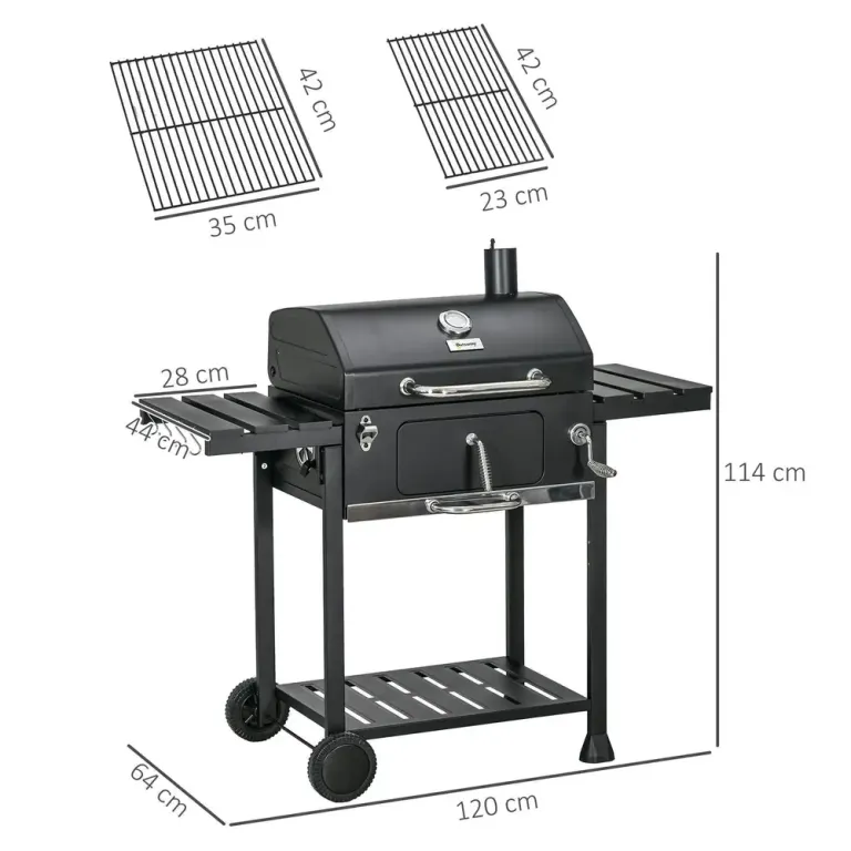 Kolgrill Campinggrill Svart av Rostfritt Stål Grillvagn