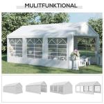 Stort Partytält med Fönster, Rymlig Paviljong med 4 Sidoväggar, Perfekt för Trädgårdsfester och Evenemang, Vit, 3 x 6 m