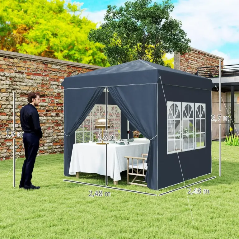 Lusthus Partytält Pop-up Paviljong Vit 2,5 x 2,5 m