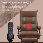 Kontorsstol med Massage- och Värmefunktion samt Fotstöd, Justerbar, upp till 120 kg, Brun