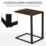 Sidobord i C-Form, Praktiskt Laptopbord för Soffa och Säng, Industriell Design med Träskiva och Metallram, Rustik Brun, 40,6 x 50,8 x 64,2 cm