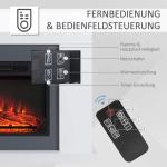 LED Elektrisk Öppen Spis, Fristående Kamin med Flameffekt, 1800/2000 W, Inomhusvärmare med Träram, MDF, Vit, 113 x 26,6 x 87,5 cm