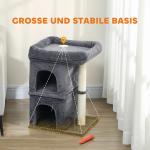 Klösträd Kompakt Mörkgrå Sisal och Plysch för Katter Klösmöbel med 2 Grottor och Plattform Lekplats och Vila 98 cm