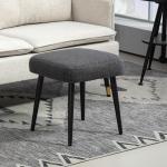 Fotpall Fotstöd Mörkgrå av Kashmirlook och Stål för Vardagsrum Fyrkantig Pall Elegant Design