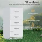 Byrå med 5 Lådor Vit Spånskiva för Sovrum och Hall Förvaringsskåp för Kläder Modern och Enkel Design Rymlig Organisator
