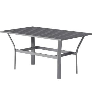 Sidobord Balkongbord med Lamelldesign Mörkgrå av Metall för Trädgård och Terrass Väderbeständigt Soffbord 91,5 x 55 x 45 cm