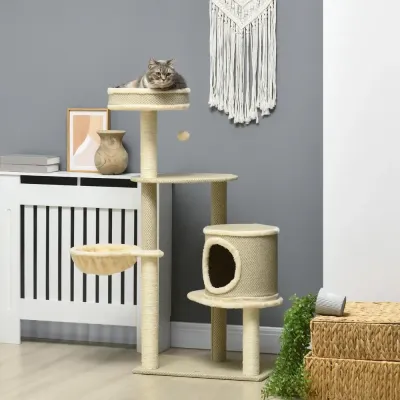 Klösträd Beige av Sisal och Plysch 124 cm