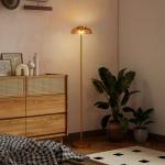 Golvlampa LED Mässing Metall för Vardagsrum och Sovrum Modern Design med Varmt Ljus och Fotströmbrytare Elegant Inredning 134 cm