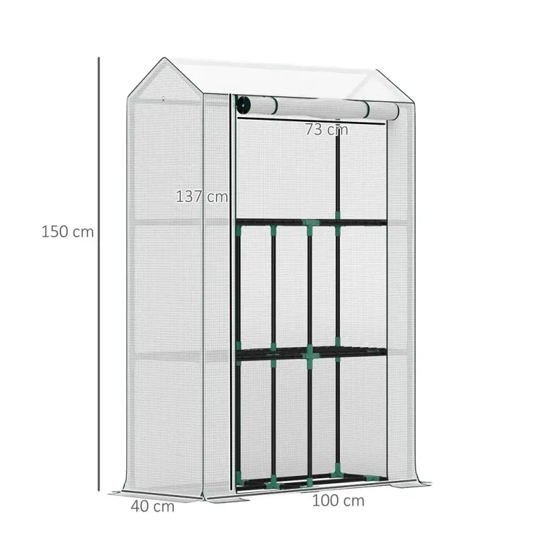 Litet Växthus Tunnelväxthus med Hyllor 100 x 40 x 150 cm