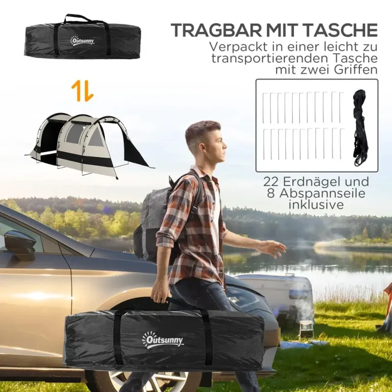 Tunneltält Campingtält Khaki av Polyester Familjetält för 5