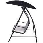 Hammock med Justerbart Tak 3-Sits Trädgårdsgunga med Dyna Konstrotting Stabil Konstruktion Svart 198 X 124 X 179 Cm