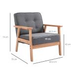 Fåtölj Prisvärd Grå Linne Trä för Vardagsrum och Avkoppling med Armstöd och Stabil Ram för Heminredning och Vila 64,5 x 70 x 74 cm