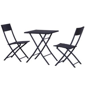 Bistroset Sittgrupp Svart Polyrattan och Metall för Balkonger och Terrasser Trädgårdsmöbler för 2 Personer Väderbeständig