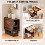 Hopfällbart Matbord i Industristil för upp till 4 Personer med Öppna Hyllor Hållbar och Stabil Brun Metall och Spånskiva för Kök