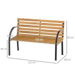 Parkbänk Stål och Furuträ 2 Personer Klassisk Robust Konstruktion för Utomhusbruk Natur 122 X 60 X 83 Cm