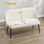 Soffa 2-sits Modern Beige Sammet och Metall för Vardagsrum Bekväm Polstrerad Design med Träram och Mjuk Sits 117 cm
