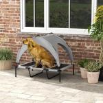 Hundsäng Husdjurssäng Ljusgrå av Oxford Tyg för Stora Hundar Förhöjd Utomhussäng med Kapell 106 x 76 x 94 cm